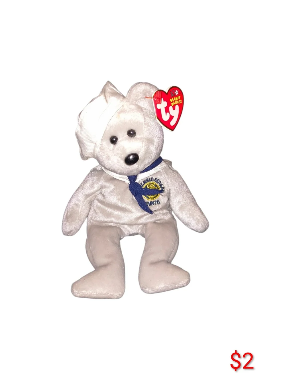 Ty Beige Sailor Bear Plush with Navy Scarf - Ty
